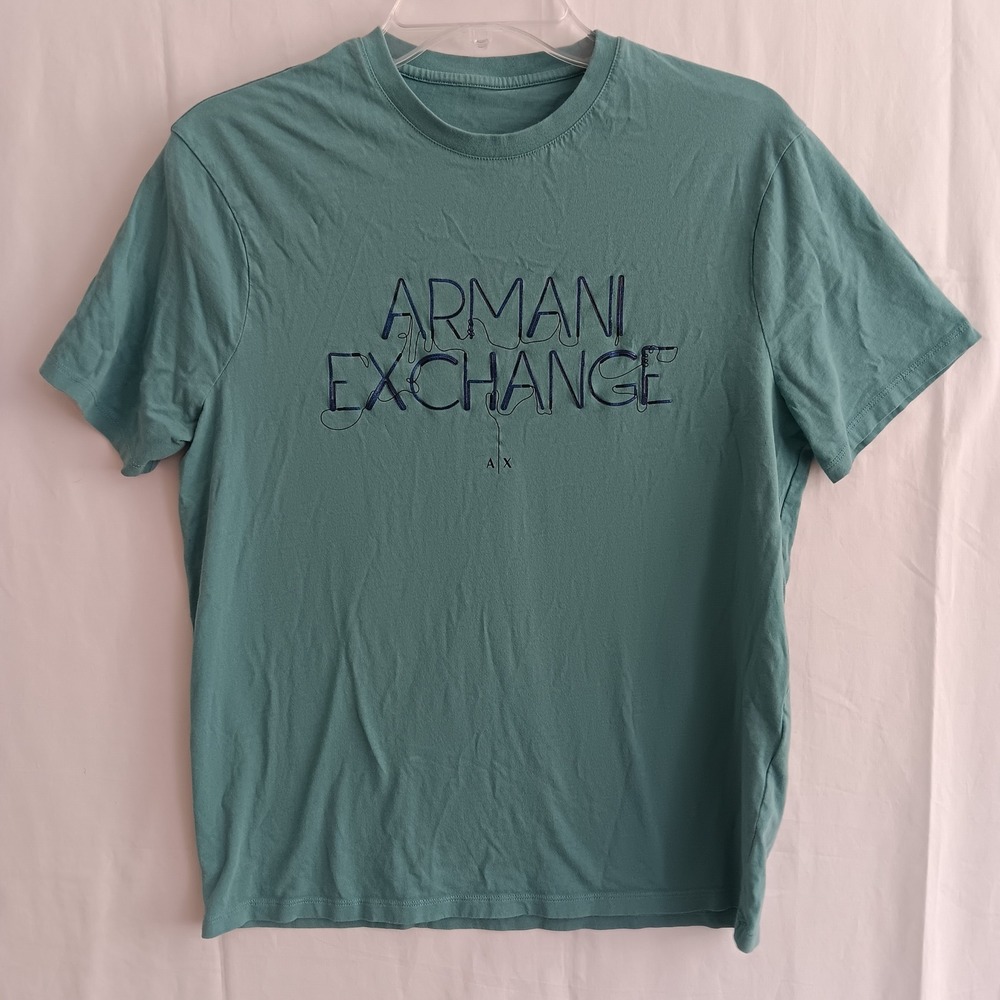 Armani Exchange T-Shirt Mens Medium Teal Green Logo 3DZTJF